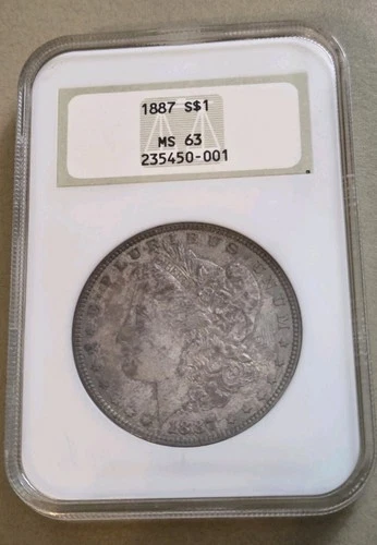 1887 MORGAN Silver Dollar MS63 Vintage / Old NGC Graded Slab