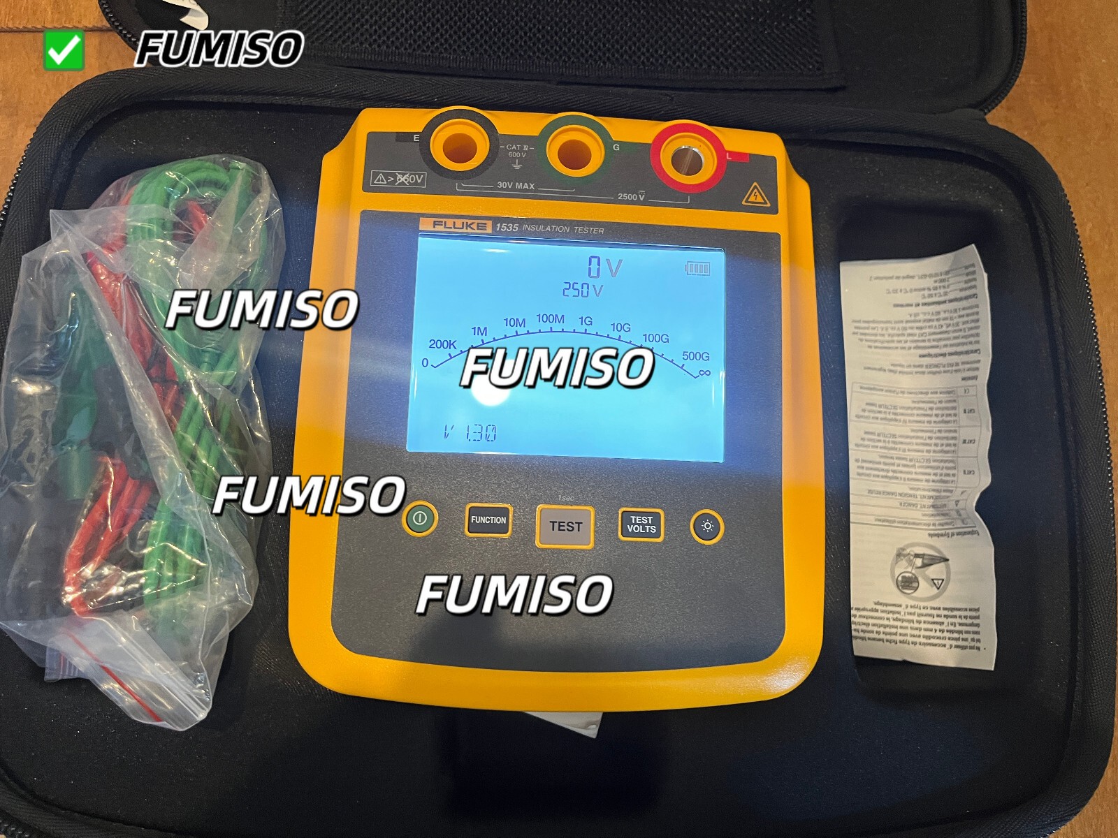 Fluke 1535 Megohmmeter/Insulation Resistance Tester kit, 2500V/500_