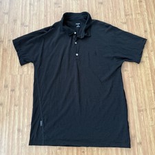 Icebreaker Merino Wool Polo Shirt Men Small Black Short Sleeve