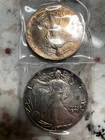 #5 1987(1), 1995(1), Each 1 oz. Silver American Eagle Circulated Weathered.