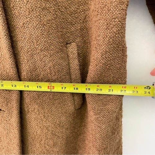 Vintage 60er Jahre Boucle Strick braun Trenchcoat Strass Knöpfe elegant langer Mantel - Bild 10 von 12