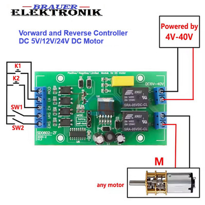 5V-24V DC Motor Controller Forward Reverse 20A High Current Control Board P0/P1
