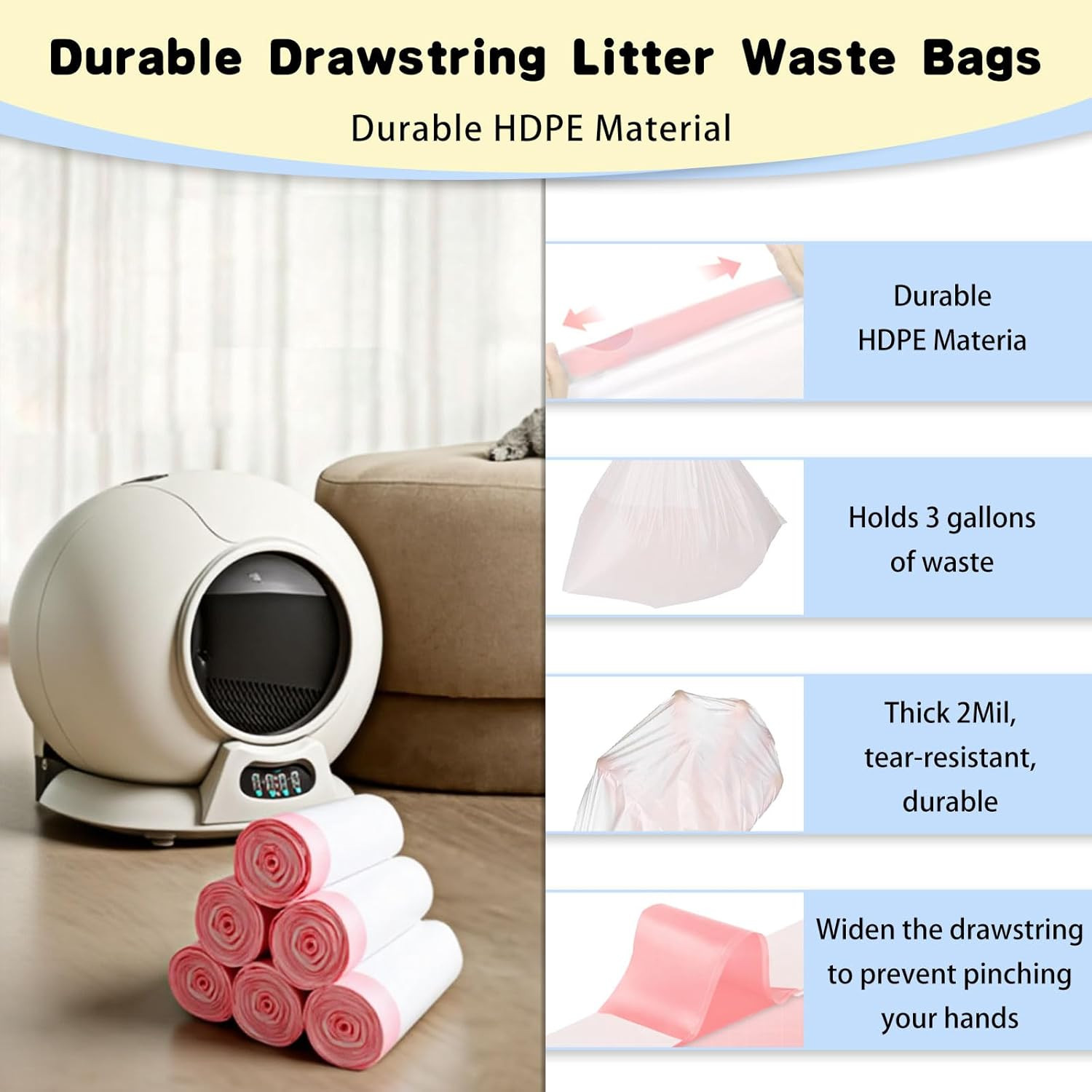 120 Count Heavy Duty Litter Box Liners Compatible Petcove Ducksky Automatic Bags