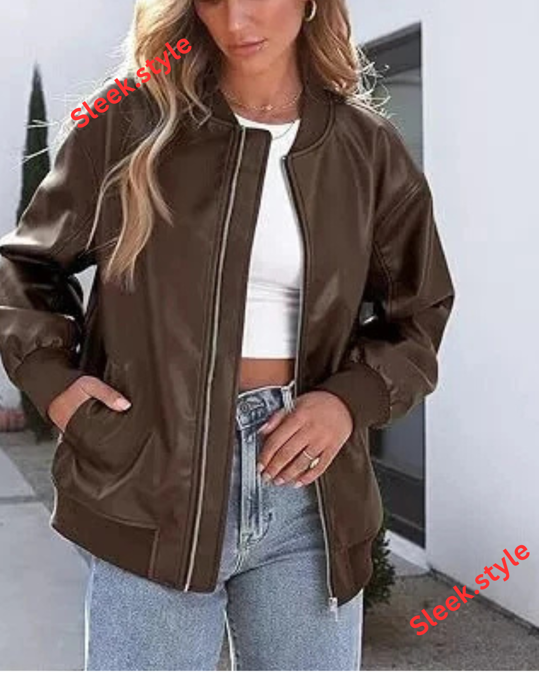 Lambskin Leather Women Jacket Brown Suede Handmade Casual Biker Outerwear Coats