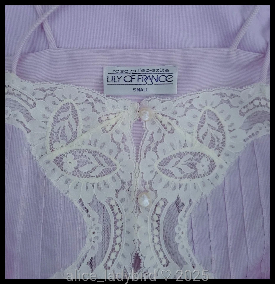 Maxi VESTIDO Vintage LILY Of France Cami Top ENCAJE AÑOS 70 Lencería Sin Mangas Delantal Vestido S/M Foto 2 de 4