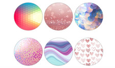 6-Pack Assorted Colorful Round Collapsible Phone Grip Holder Cellphone Cute