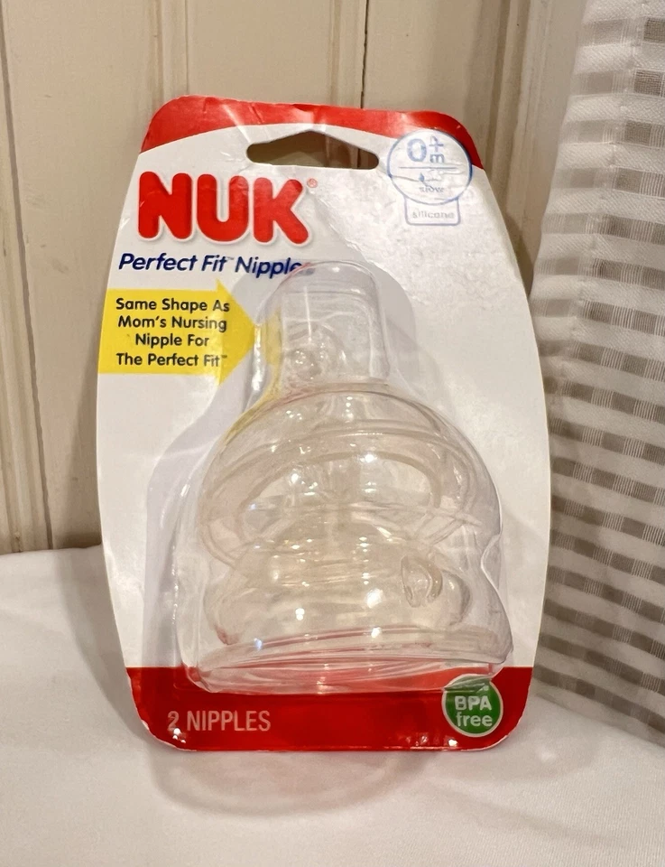Pezones de silicona de flujo lento NUK Perfect Fit 2 unidades recién nacido sin BPA Foto 2 de 3
