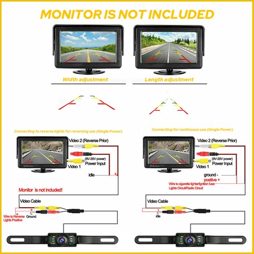 Car Rear View Backup Camera 720P HD Angle Vision Adjustable 7LED Waterproof Lens - Picture 4 of 11