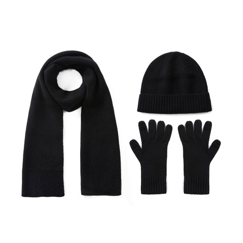 Womens Cashmere Hat Gloves Scarf Set Warm Soft Cashmere Beanie Scarf Set Than...