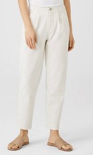 Eileen Fisher Pleated Tapered Ankle Pants Undyed Natural NWT 178