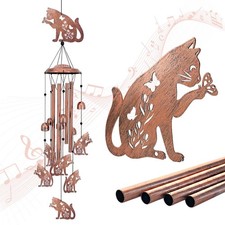 Cat Wind Chimes for Outside,Cat Gifts Women/Men/Sympathy Brown
