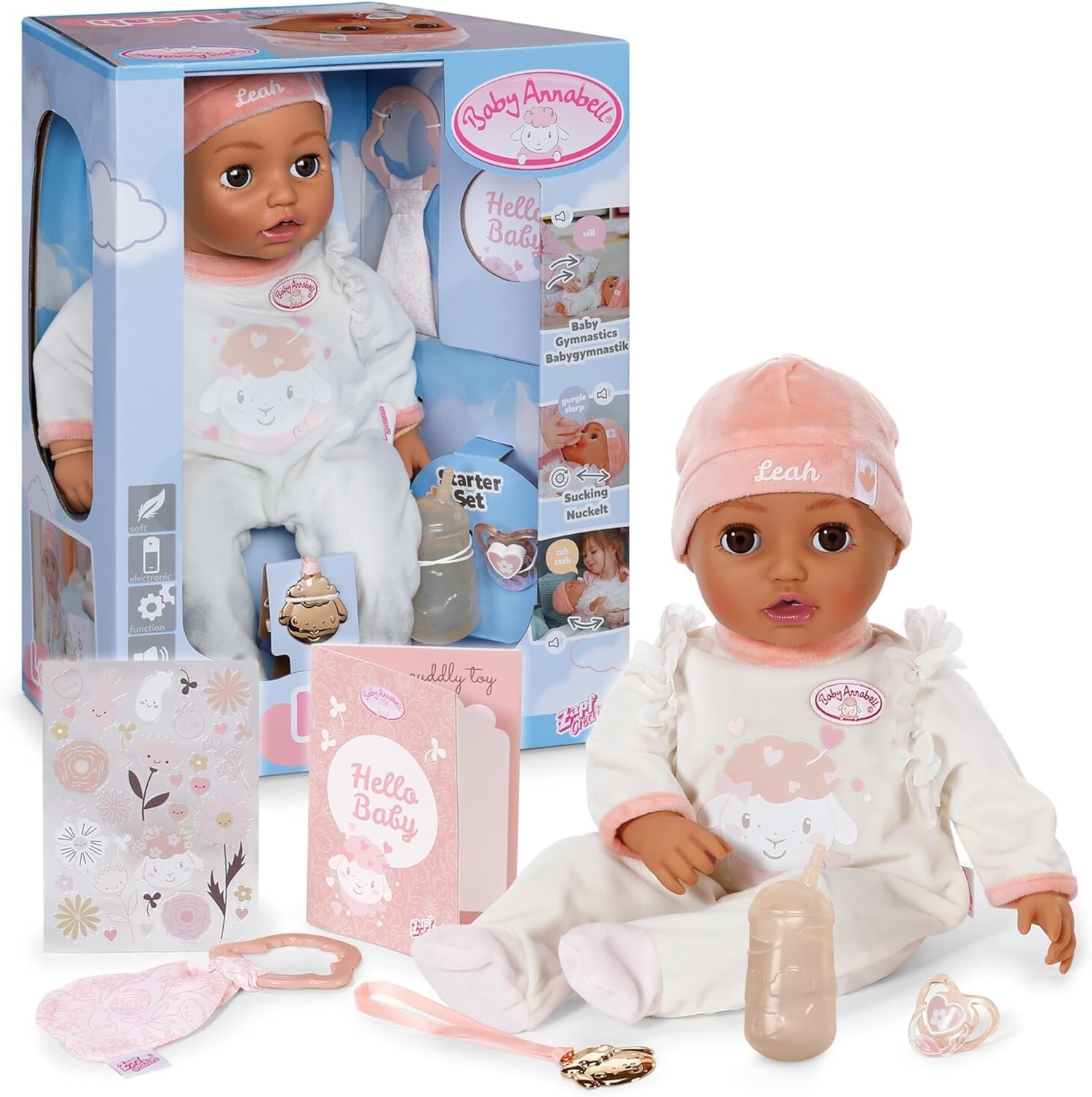 Baby Annabell Interactive Leah 43cm Soft Bodied Doll Realistic Movements 3+ New