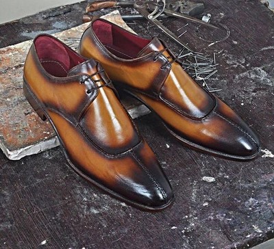 Hand Made Men's Leather Two Tone Derby Shoes Customize Quality Shoes For Party