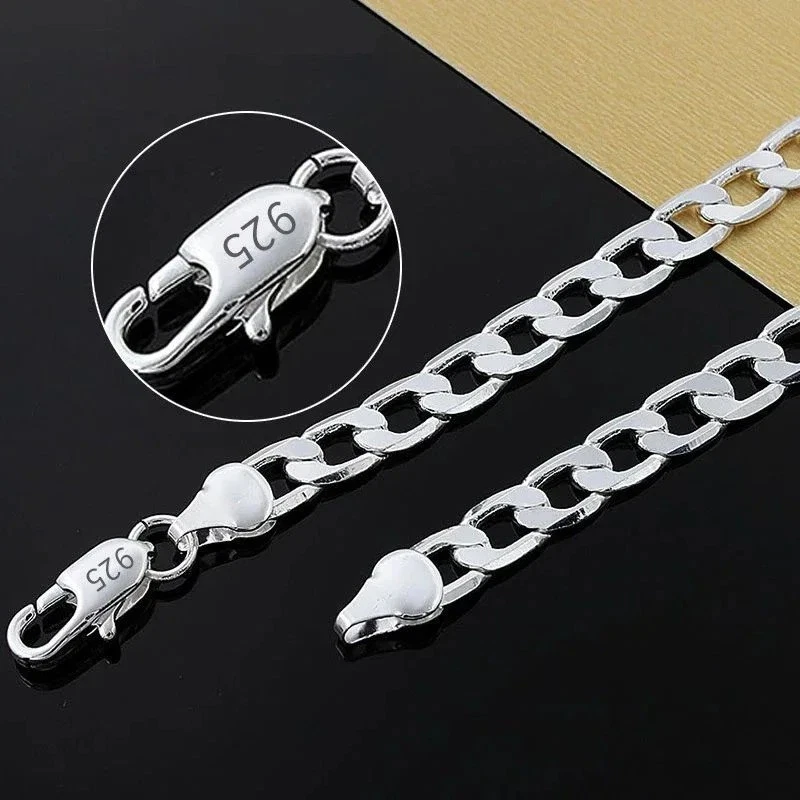 925 Sterling Solid Silver Chain Necklace Jewelry for Women Men Fashion Gift - product detail image 4