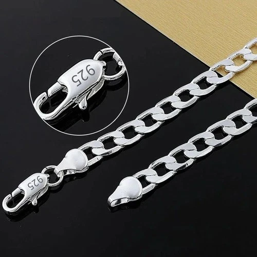925 Sterling Solid Silver Chain Necklace Jewelry for Women Men Fashion Gift image 4