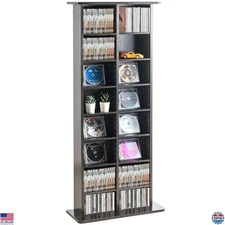VEVOR 8-Layer Media Storage Cabinet - Adjustable DVD/CD Shelves, 16 Compartments