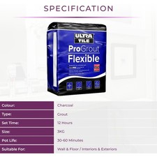 Ultra Tile ProGrout Flexible Waterproof Tile Grout All Purpose 12 Colours