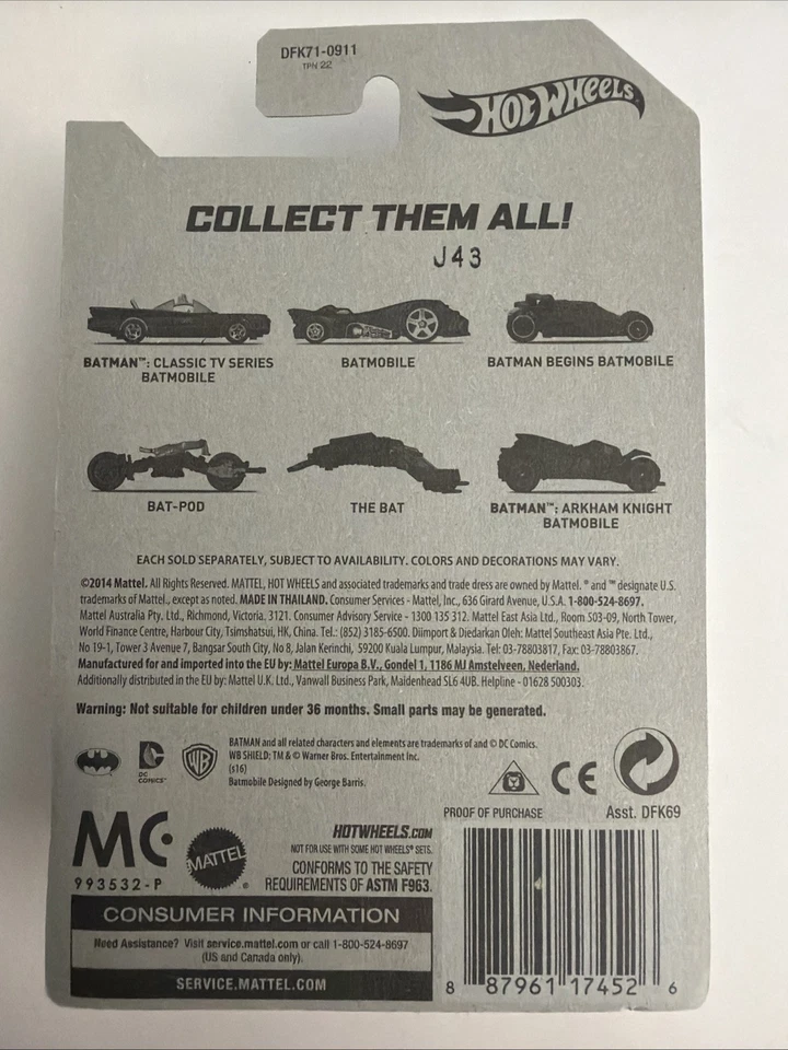 🔥Hot Wheels 2014 BATMOBILE CLASSIC TV SERIES 1/6 BATMAN 75 YEARS NEW🔥 - Image 4 of 4