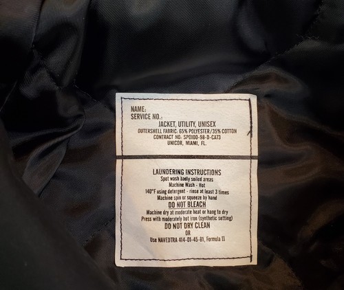 Giacca cappotto vintage US NAVY USN utility nero militare taglia 2XL XXL lungo anni 90 - Foto 4 di 14