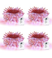 4-Pack Red & White LED String Lights – 66ft 200 LED Battery Operated with Timer