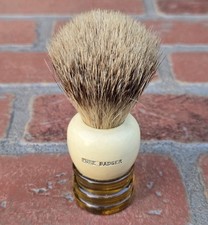 Vintage Plymuth Pure Badger Shaving Brush   Butterscotch Amber Handle  