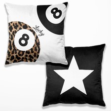 Preppy Star Lucky 8 Cheetah Leopard Print Room Decor Pillow Cover 18x18 Set o...
