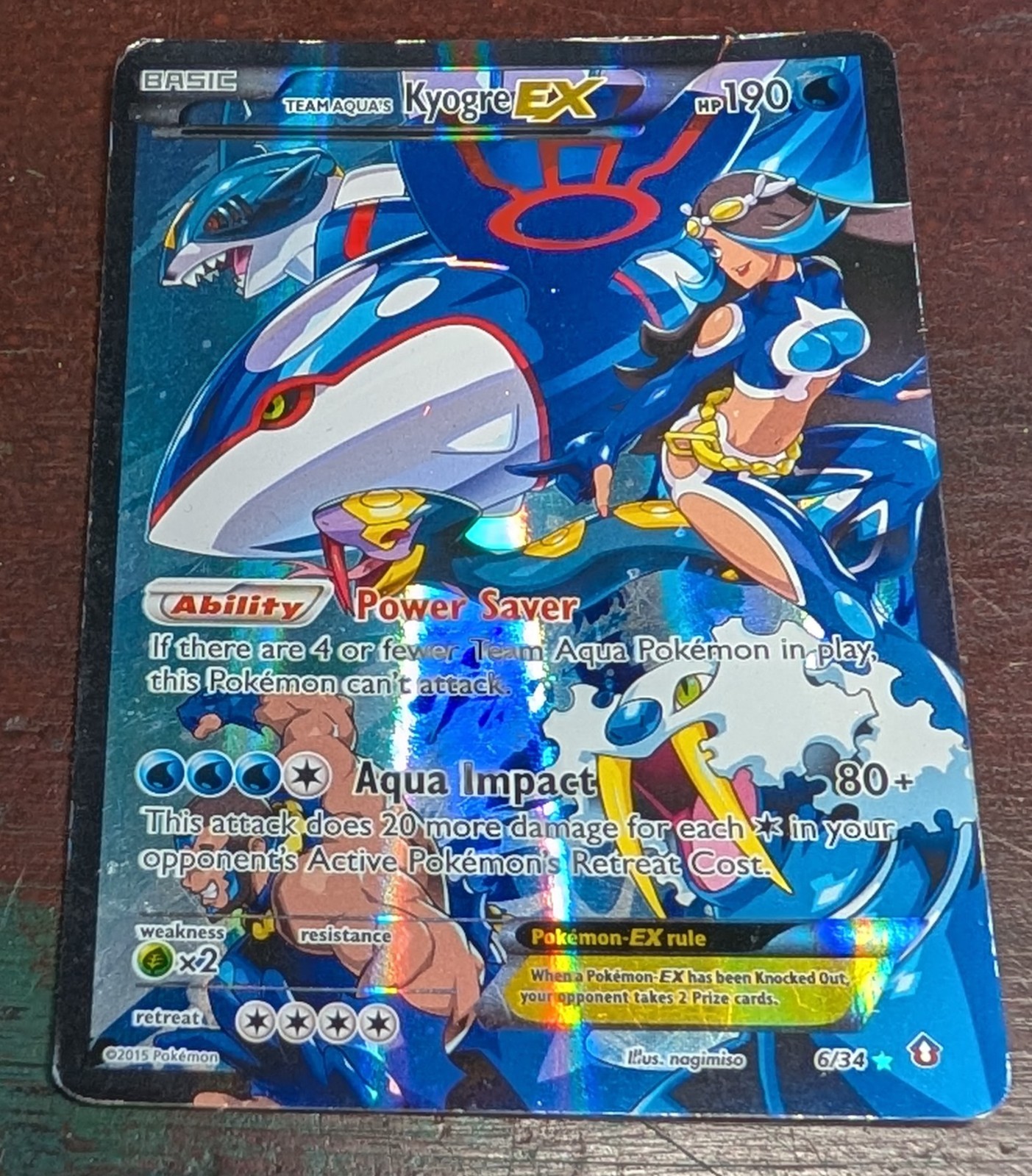 Team Aqua's Kyogre EX - 6/34 Pokemon Double Crisis Full Art Card Pokemon Played