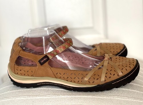 Zapatos cómodos JAMBU para mujer de gamuza tostada flor de cerezo Mary Jane talla 11W - Imagen 4 de 15
