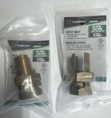 LOT OF 2 Southwire Copper Split Bolt Connector 65179740 #2-2str Splblt Connector