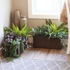 Polyrattan Indoor Rectangle Planter - Brown - Set of 2 by Sunnydaze