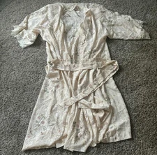 Vintage California Dynasty Robe Nightgown Set 1x Rose Floral Print Wedding Fancy