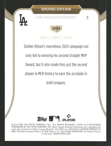 2025 Topps Welcome to the Club "3X" MVP Shohei Ohtani 2024 MVP - Imagen 2 de 2