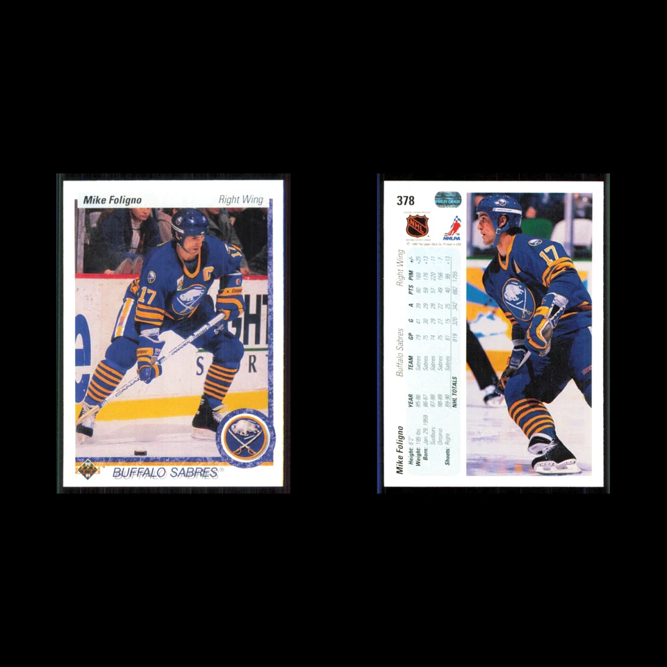 Mike Foligno #378 1990 Upper Deck Buffalo Sabres Hockey Card NHL NM - Image 3 of 3