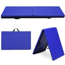 6'x2'x1.5" Gymnastics Mat Thick Two Folding Panel Gym Fitness Exercise Blue