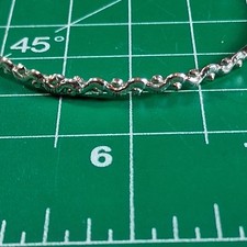 Vintage Silver Tone Wavy Line Textured Flat Band Bangle Bracelet