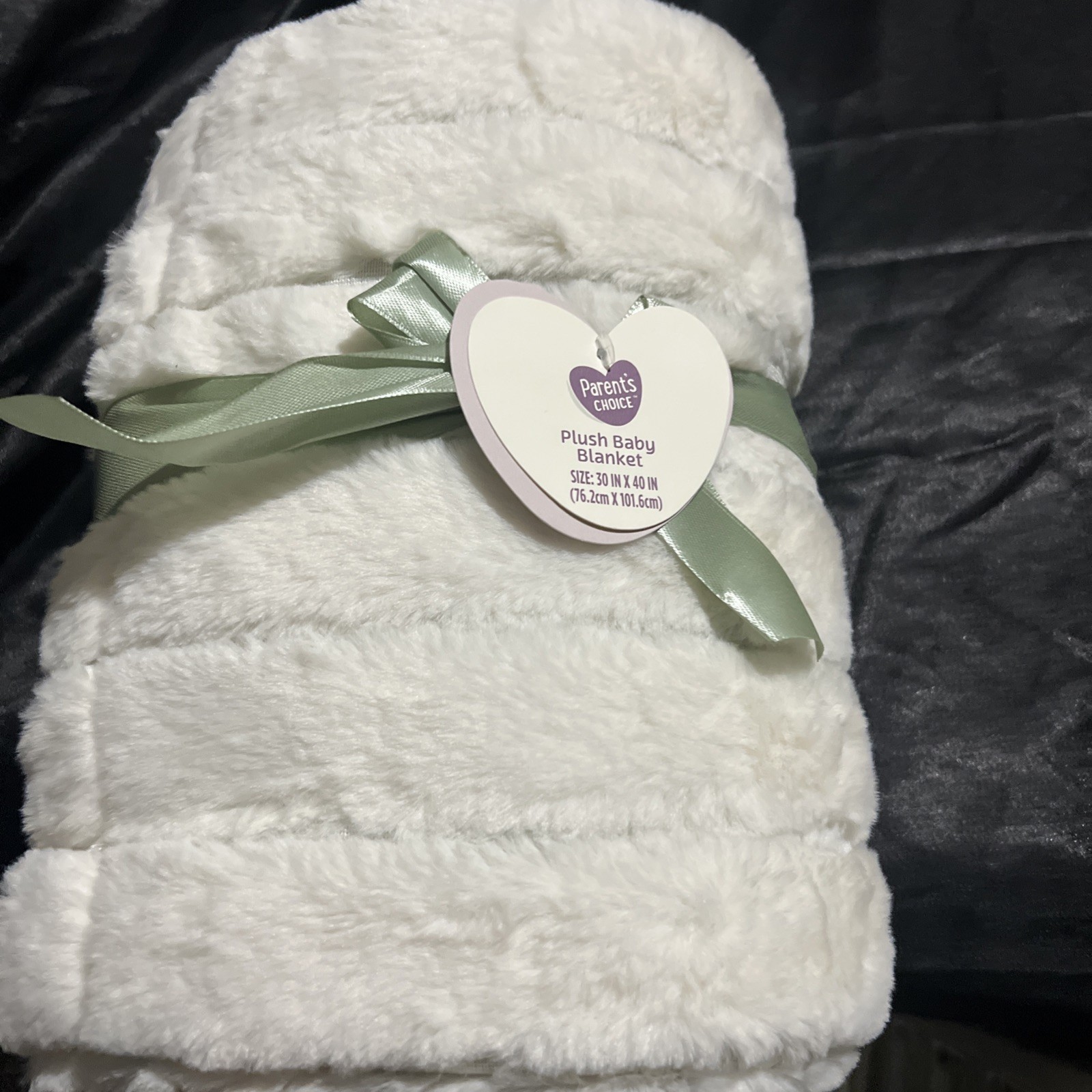 Parents Choice Baby Blanket Ivory Light Green Sage Sherpa 30x40 NWT! P1
