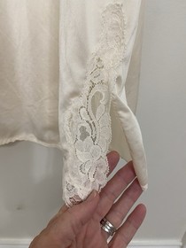 Vintage Shadowline Ivory Full Slip Peignoir Lace Trim Coquette Boudoir Sz 34