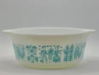 VTG Pyrex Amish Butterprint 472 White & Turquoise 1 1/2 pt Casserole Dish NO LID
