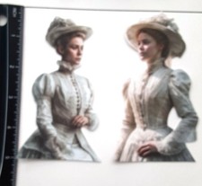 Lot of 2 Victorian Young Woman Hat Lace Flowers SINGLE LAYER Embellishments 715