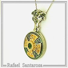 Byzantine silver cross with sky blue topaz set in 18 karat gold filled filigree
