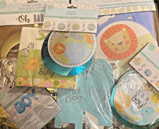 BIG Lot of Baby Shower Decorations for Boy-Banner, Napkins, Garland and More 