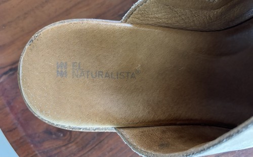 El Naturalista Womens 5005 Beige Leather Wedge Mule Shoes Sandals - Picture 6 of 7