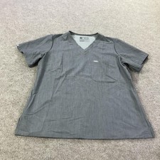 FIGS Technical Collection Shirt Womens XL Gray V Neck Short Sleeve Scrub Top