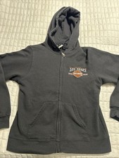 Harley Davidson Full Zip Hooded Sweatshirt Jacket-sz YOUTH MED