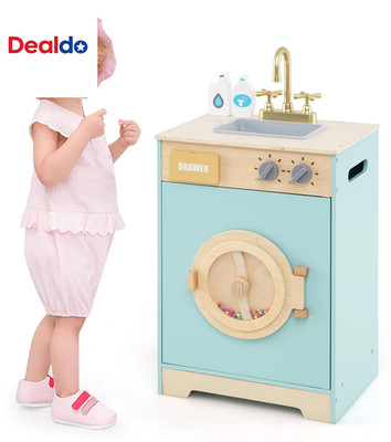 Kids Washer Playset, Toy Washing Machine W/Laundry Detergent & Hand Sanitizer, W
