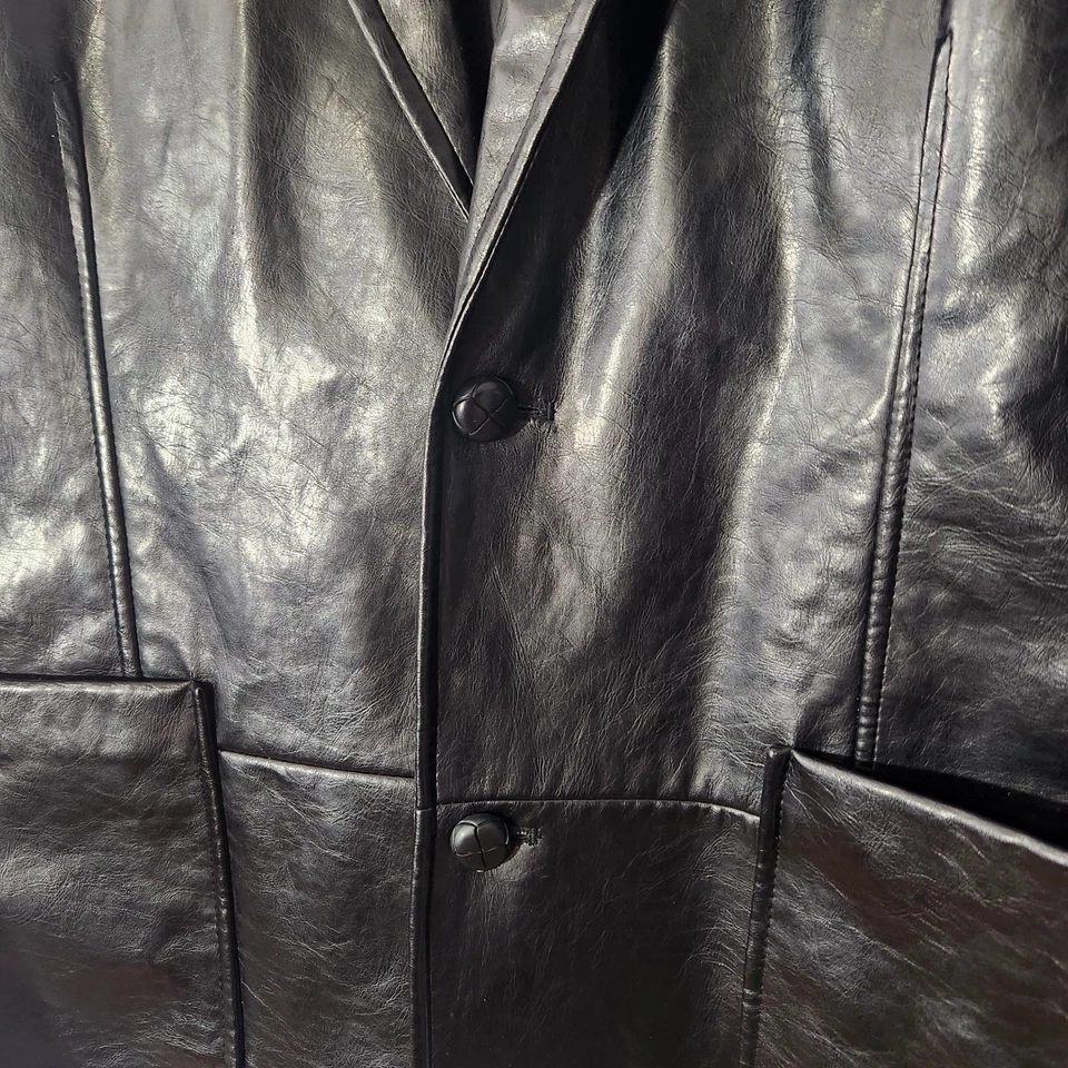 Chaqueta de cuero sintético Botany 500 para hombre XL negra con dos bolsillos con botones forrada Foto 4 de 4