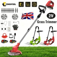 21V Electric Cordless Grass Trimmer Strimmer Garden Edger Cutter with  2 Battery