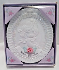 VTG PRECIOUS MOMENTS SMALL 3D PINK ROSE CHRISTENING BAPTISM OVALPLAQUE KEEPSAKE