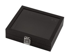 SSWBasics Jewelry Display Case, Black Faux Leather Jewelry Display Box with