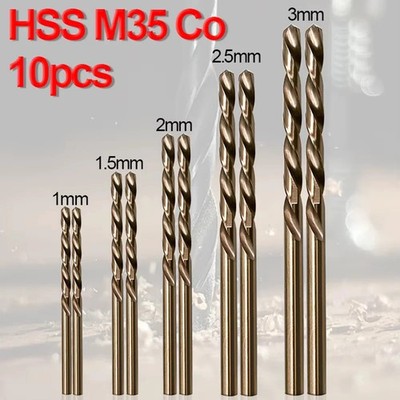 10 Stück HSS M35 Kobalt Bohrer Set 1-3 mm für Metall Edelstahl High-Speed